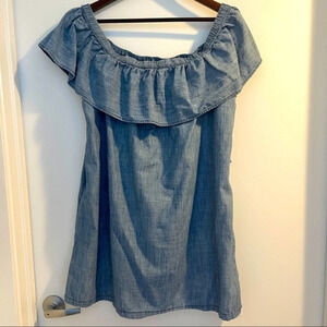 Dress on shoulder elastic XL shorts sleeves denim Abercrombie